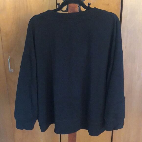 Women's For The Republic Scuba Knit V-Neck Sweater in Black 1X - Picture 3 of 5